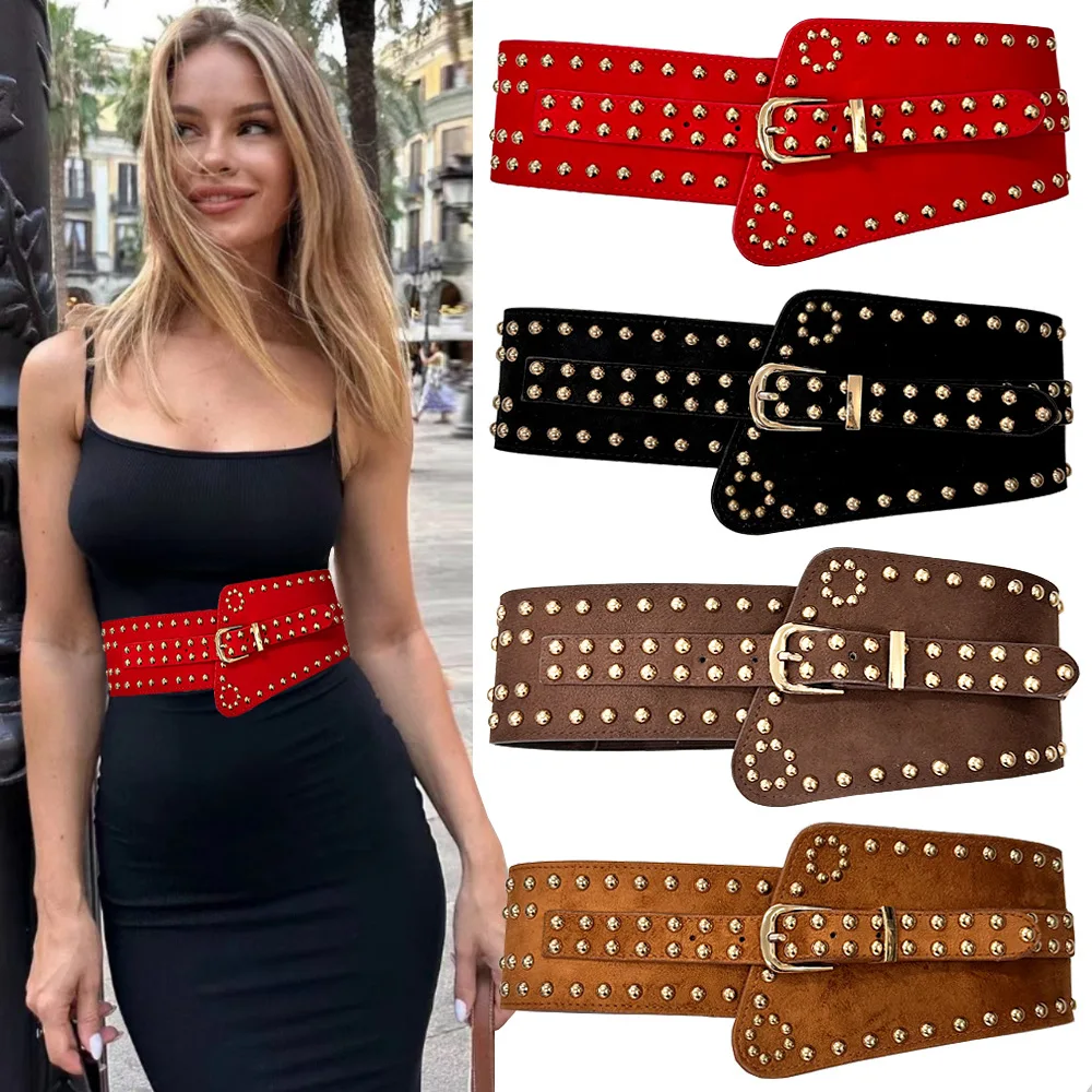 2026 High Quality Ladies Corset Elastic Rivet Wide Girdle Dress Coat Suit Shirt Decoration Belts for Women Luxury Designer Brand