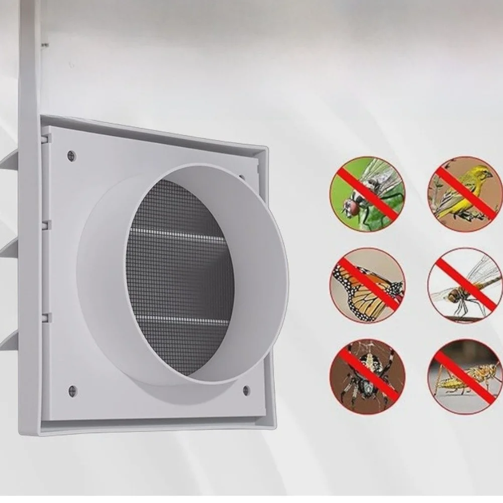 Ventilation Grille Cover with Gravity Closing Louvers for Garage Wall Attic Exterior Use Plastic White 140mm 175mm 228mm