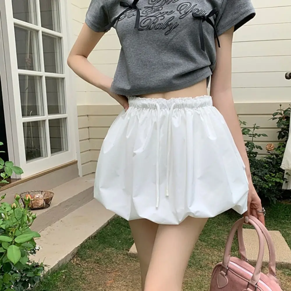 

Sweet Ballet Puffy Skirt French Style Pleated Bud Skirt With Shorts Lining A-line Skirt For Women Girl