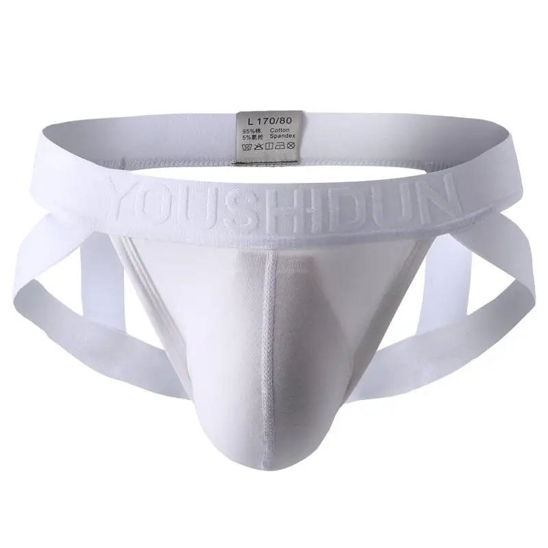 Men Sexy Underwear Jockstrap Thongs Cotton Briefs Dew Buttocks Underpants Bondage Panties Open Butt Male Lingerie G-String Thong