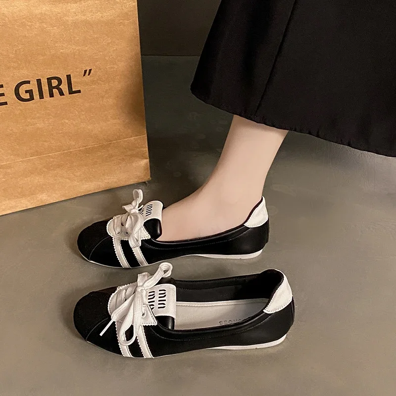 

Women's Sneakers Fashion Breathable Shallow Flats Shoes Casual Comfortable Lace Up Mary Jane Ballet Shoes Zapatos Mujer