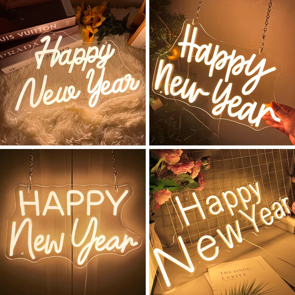 

Happy New Year Neon Sign for Wall Decor Christmas Decor 2025 New Year Light Up Sign for Home Bar Cafe Shop New Years Party Light