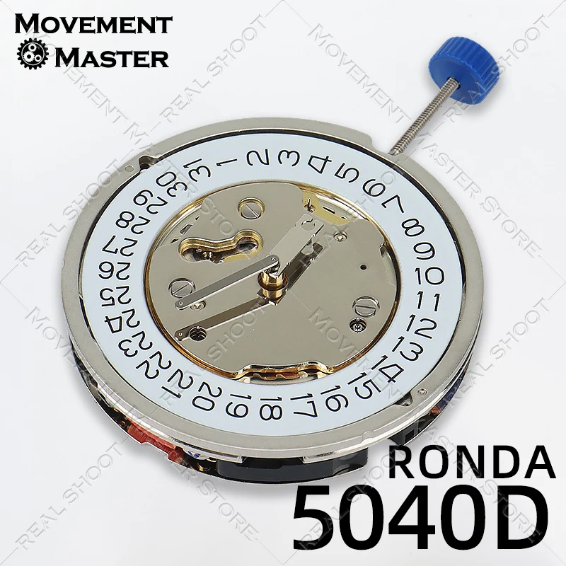 High Precision Ronda 5040D Quartz Watch Movement Six-Hand Design White Dial Durable Repair Accessories