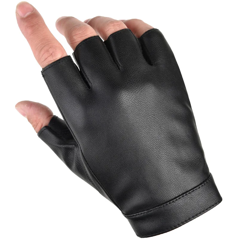 AliExpress LUXXETON Black Leather Fingerless Gloves Women 2023 Summer Fashion Bike Riding Gloves Non-slip Sport Working