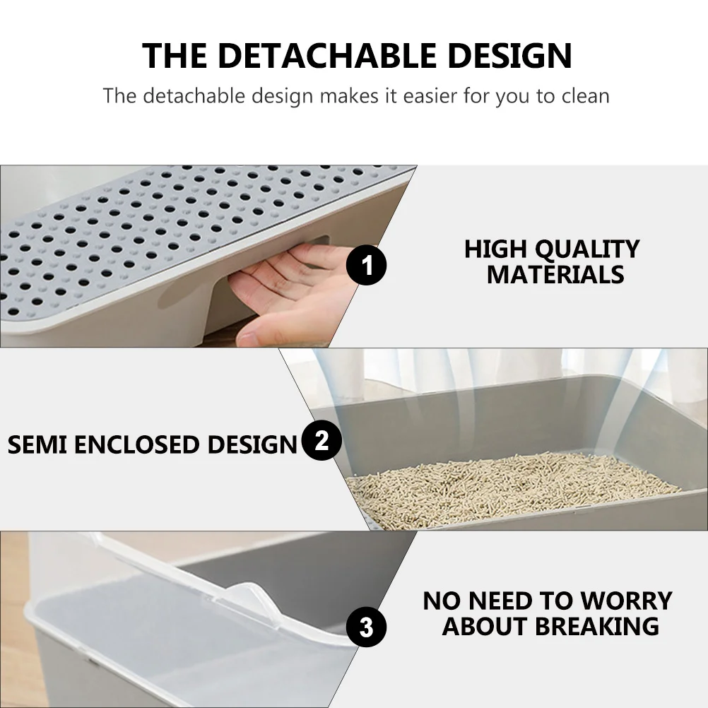 

Detachable Semi-Enclosed Pan Kitten Toilet High Fence Durable Easy Cleaning Long Lasting Use Professional Pet Supply Cat Box