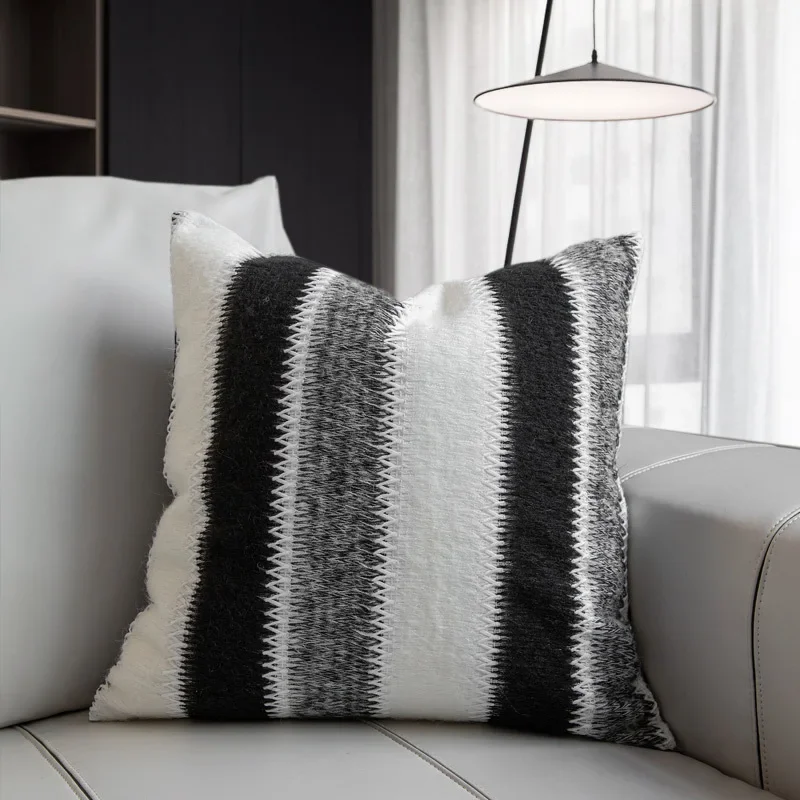

High Quality Knitted Crochet Cushion Cover Black Gray White Light Luxury Decorative Pillowcase Nordic Simple Sofa Pillow Cover