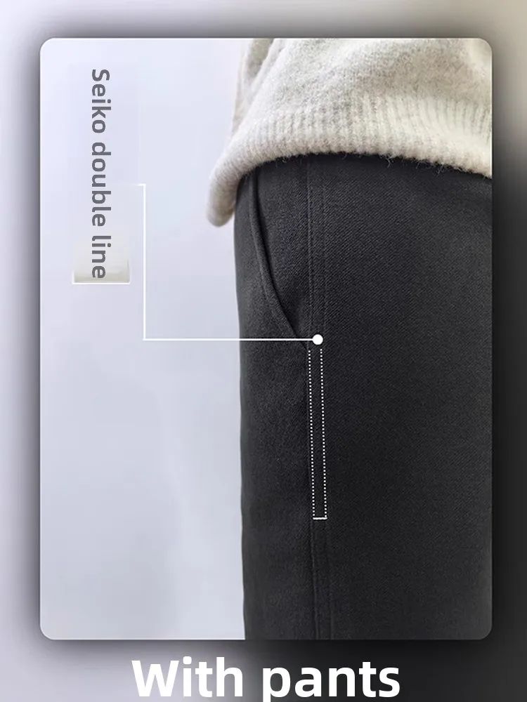 

Men's Thiened Winter Straight Leg Suit Pants Woolen Trousers Casual Leisure Pants Mid-Waist Zipper Fly Long Pants