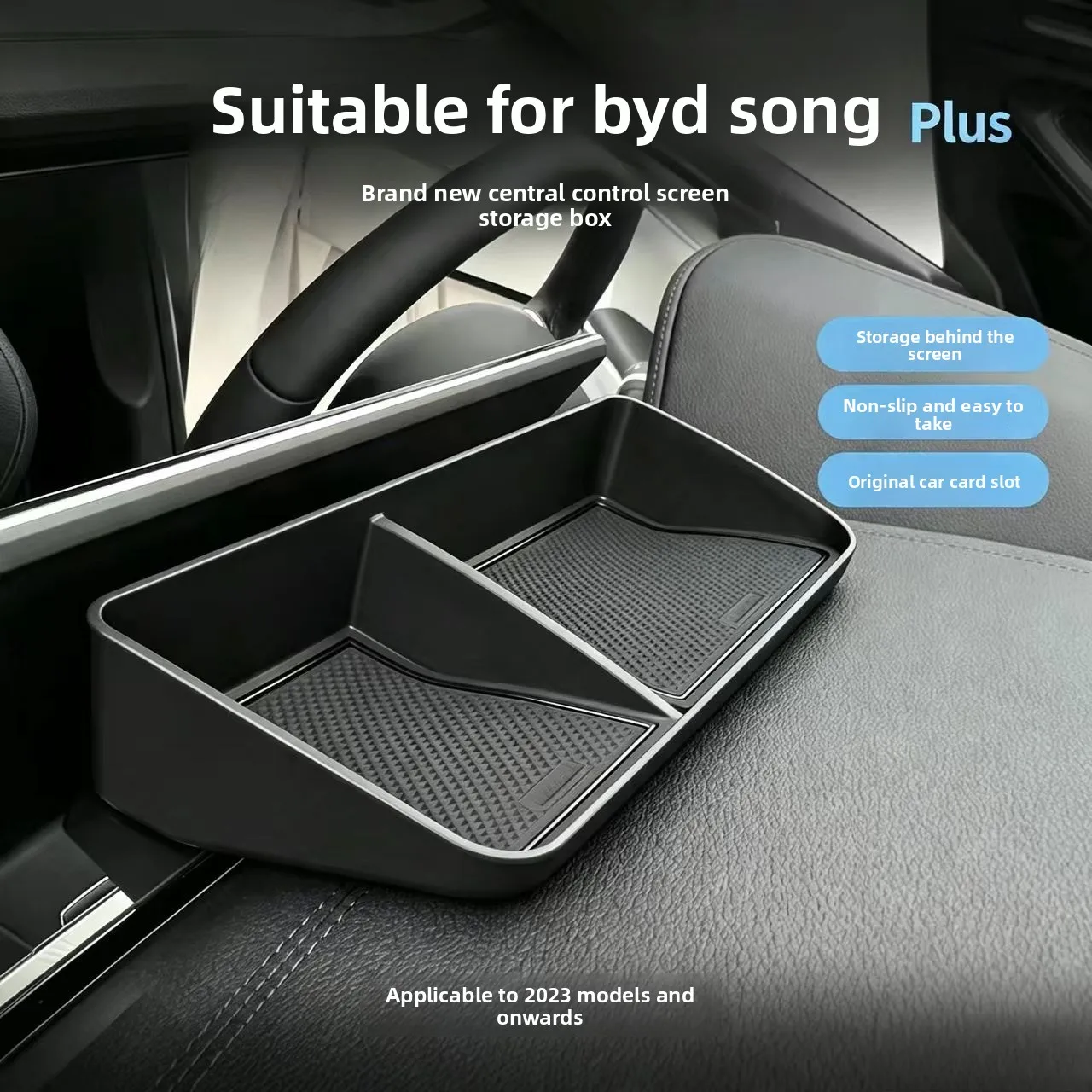 Behind Screen Storage Box for BYD Song Plus EV 2023-2025 Center Console Organizer with Dividers Drop-in ABS Interior Accessory