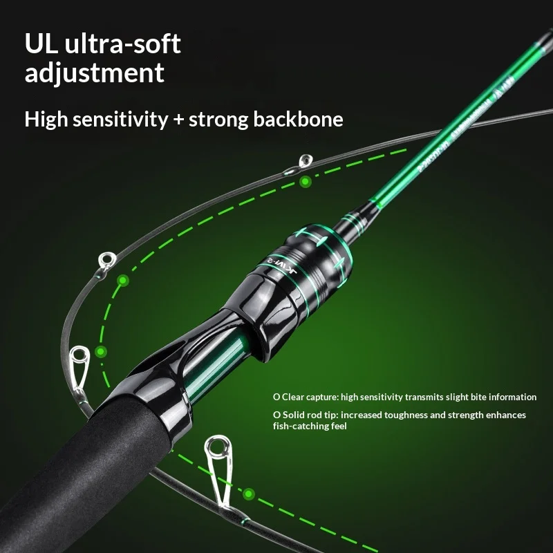تلسكوبي الصيد رود خفيفة UL مايكرو إغراء قضيب كامل الكربون الترا لينة كريك تيار طويل يلقي حساسية عالية سمك السلمون المرقط باس