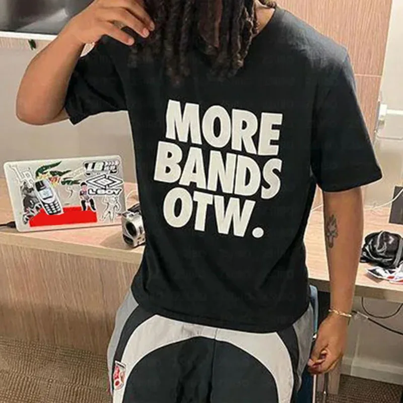 Jersey holgado con cuello redondo y estampado de letras para mujer, camisetas informales de manga corta para chica Emo, camiseta sencilla de moda urbana personalizada para verano