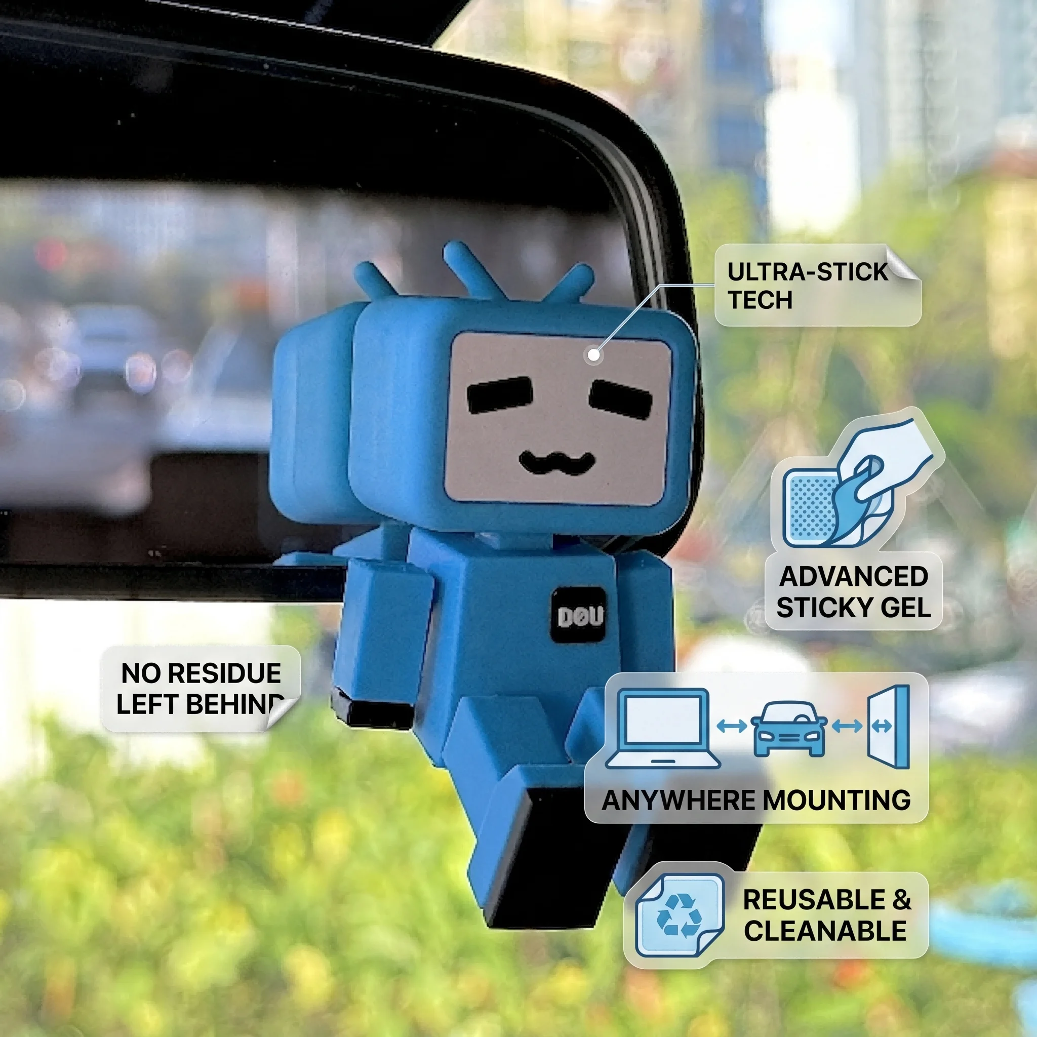 Cute Swinging Legs Car Robot Ornament Dashboard Auto Interior Decor Rearview Mirror Pendant Kawaii Anime Figure Desk Toy Gift