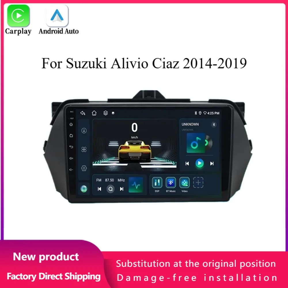 

Car Radio Multimedia Video 4G GPS For Suzuki Alivio Ciaz 2014-2019 Android 14 Navigation Wireless BT CarPlay Touch Screen Stereo