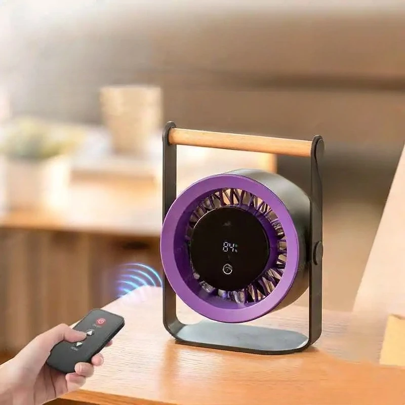 2025 Desktop High Speed USB Rechargeable Air Circulation Fan Home Remote Control Digital Display Portable Hand Plastic Desk Fan
