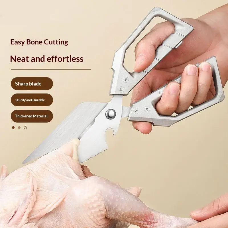 1Pcs Stainless Steel Kitchen Scissors Household Chicken Bone Scissors Fish Chopper Bottle Opener Fish Scale Kitchen Tools