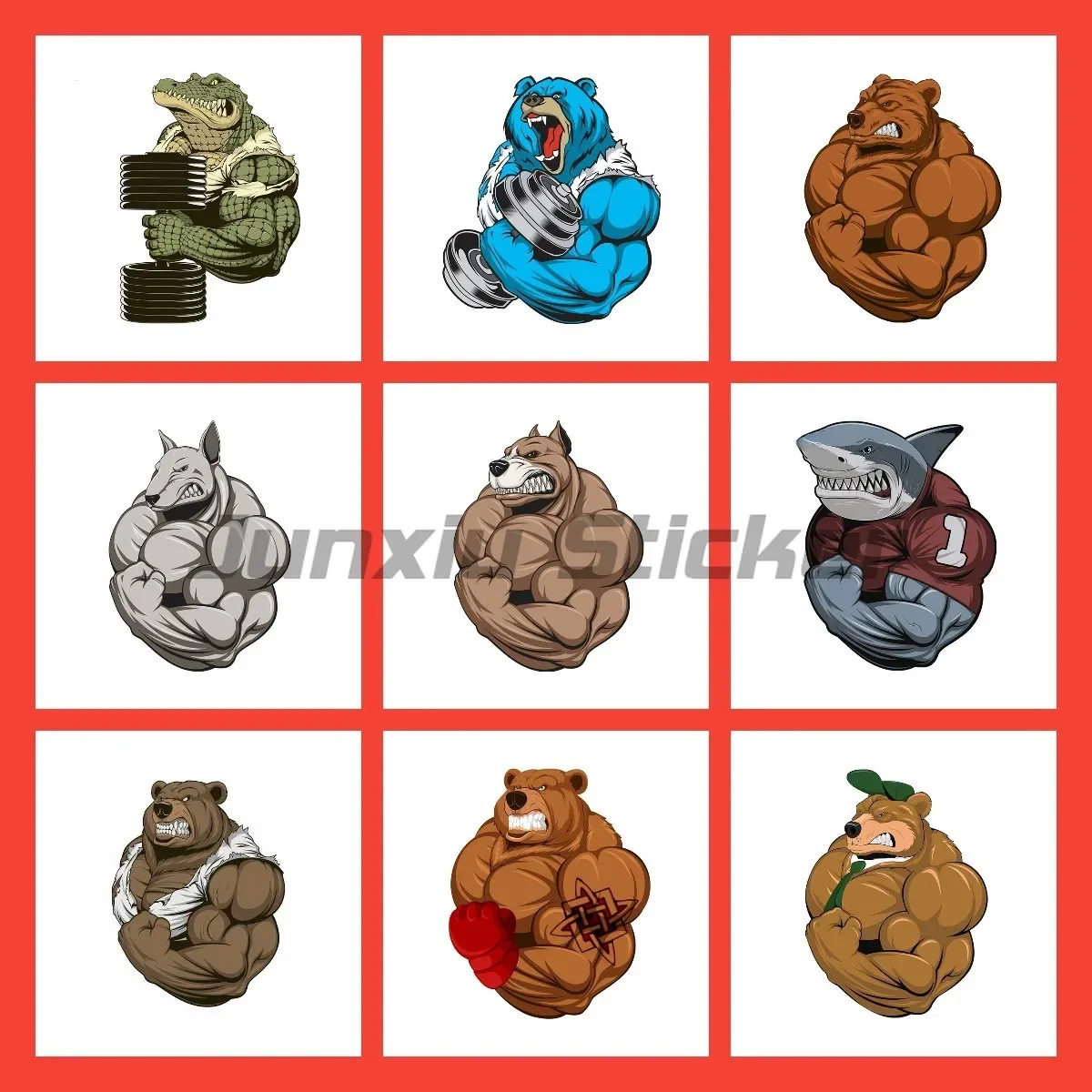 

Bear Muscles Cartoon Anime Funny Car Stickers Bumper Trunk Truck Graphics Vinyl JDM Helmet Motorcycle Decal