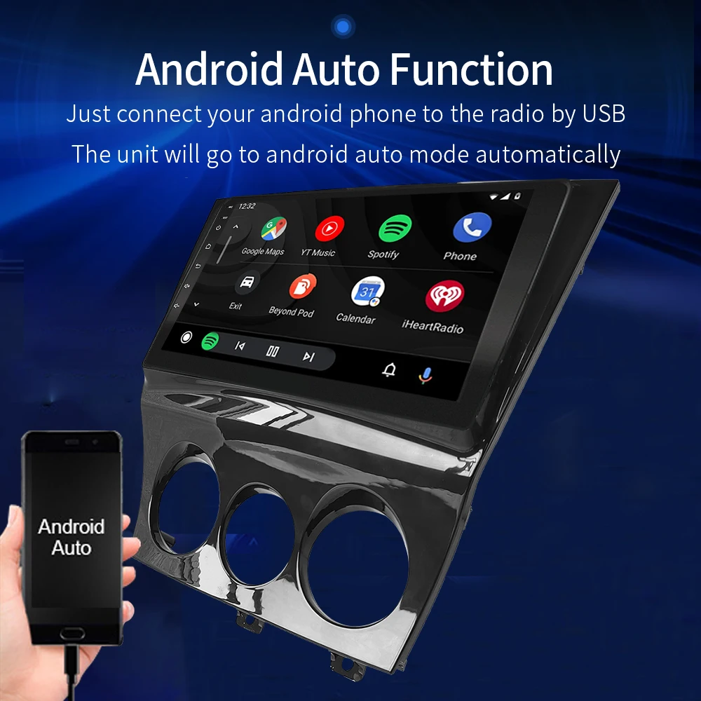 Android for Mazda RX8 2009-2011 Carplay Android Radio Capacitive Touch Screen GPS Navigation Bluetooth USB Player Stereo