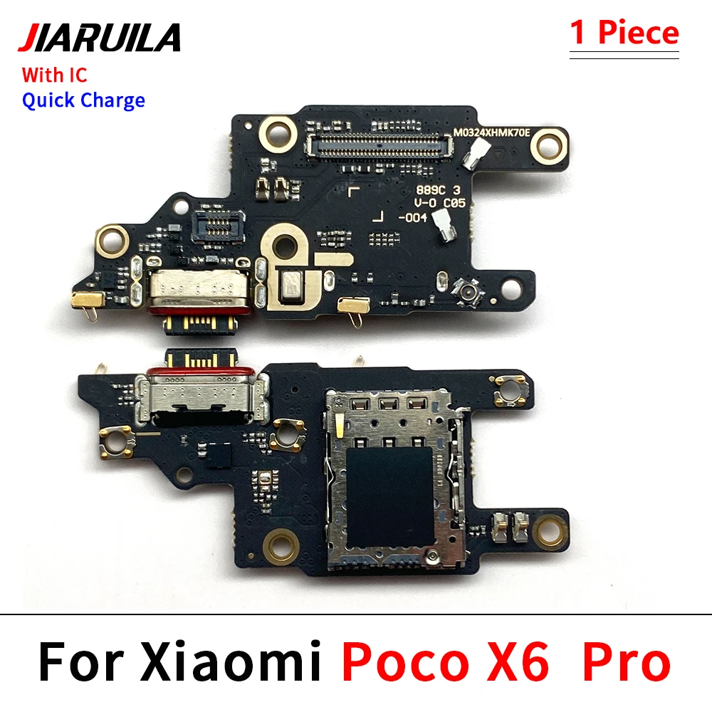 USB Charging Port Microphone Dock Connector Board Main FPC Motherboard Connect Mainboard Flex Cable For Xiaomi Poco X6 / X6 Pro