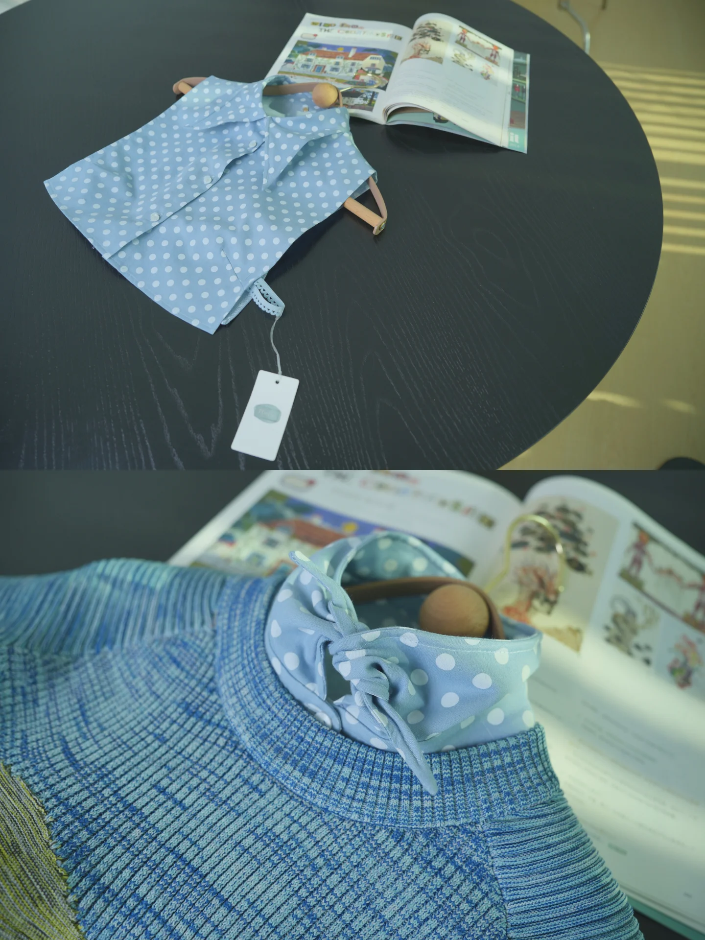 polka-dot-slimming-fake-collar-casual-cotton-denim-inner-wear-light-blue-netie-patterned-winter-faion-accory