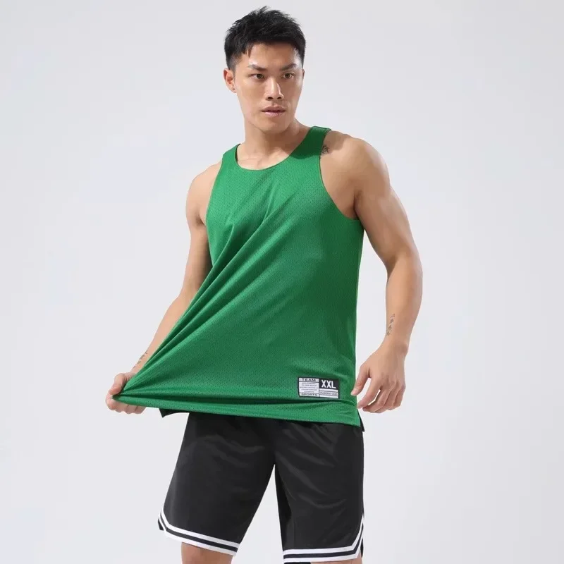 Reversible Basketball Uniform Vest Double-layer Large Mesh American Training Quick-drying Loose Sleeveless Fitness Clothing Men