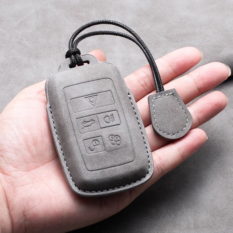 

Leather Car Key Case Cover Keychain For Land Rover Range Rover Sport Velar Evoque Freelander2 Discovery Sport Key Accessories