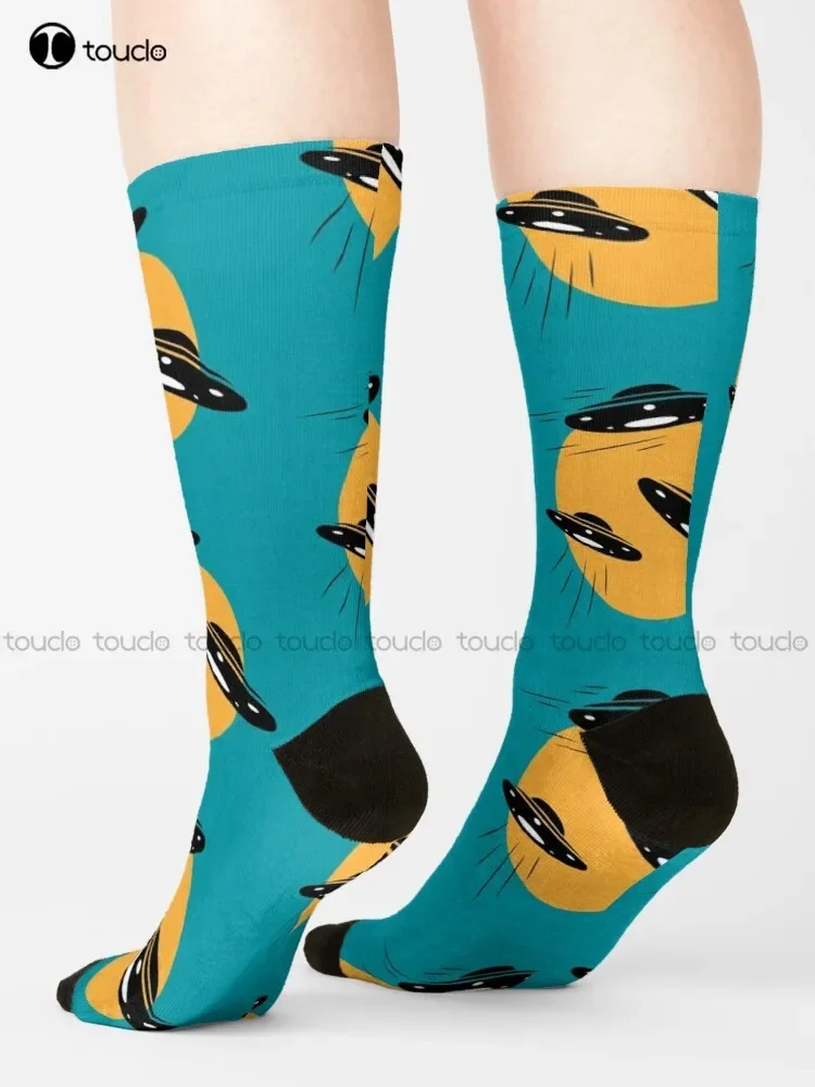 Ufo Alien Space Aliens Funny Geek Sci Fi Moon Socks Rode Voetbalsokken Jeugd Unisex Volwassen Tiener Jeugd Sokken Kerstcadeau Op maat