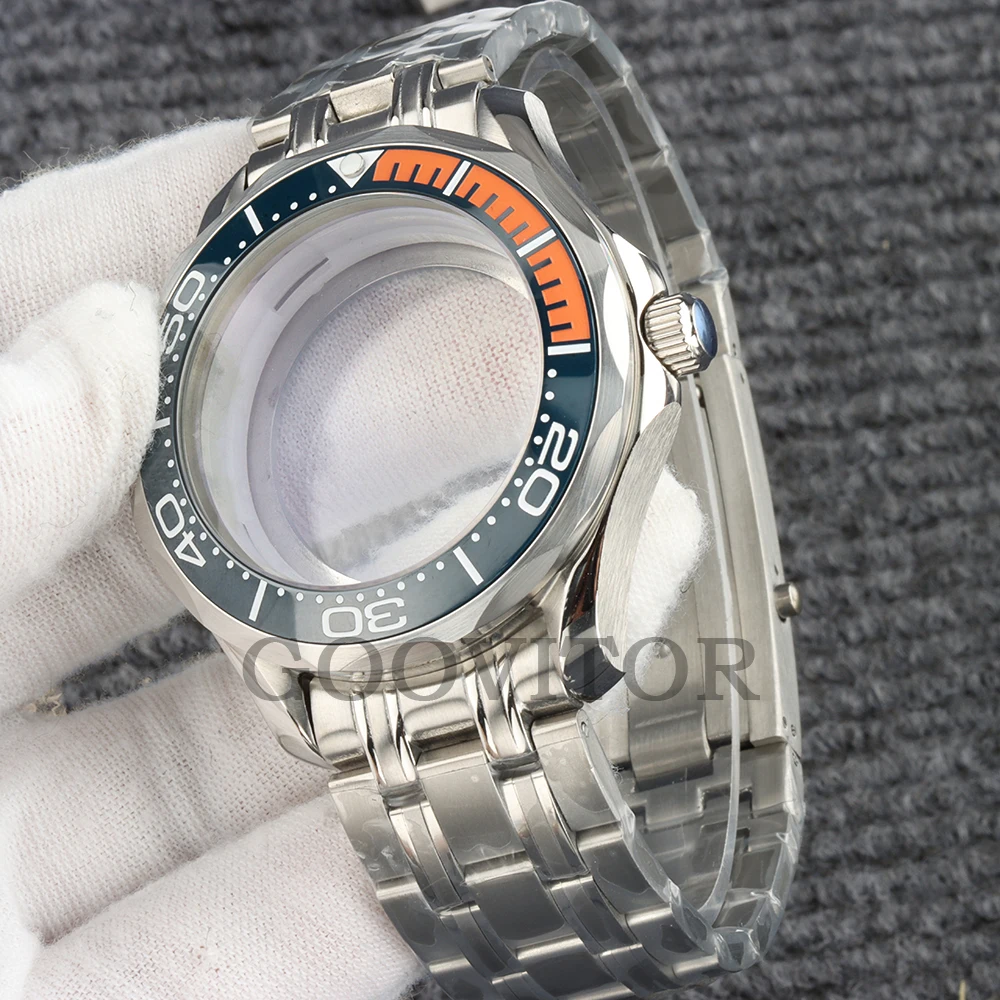 Cassa per orologio da uomo in acciaio inossidabile con cinturino impermeabile NH35 da 41 mm, adatta al movimento automatico Seamaster 300 Seiko NH35 NH36