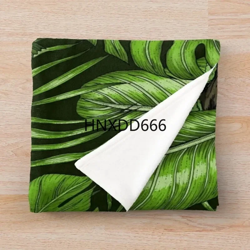 

Jungle Leaves Throw Blanket for Travel, Summer Bedding, and Hair Care