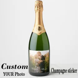 Customize your photos LOGO champagne bottle sticker, wine bottle label, personalized name Birthday baptism animal deep forest