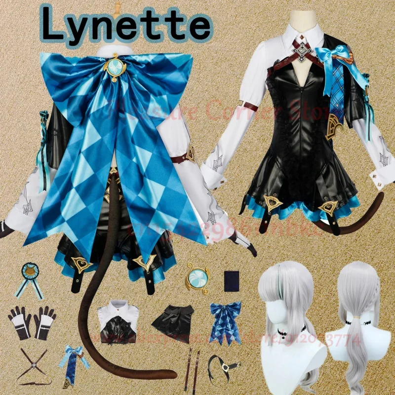 Lyney Cosplay Costume Genshin Impact Lynette Cosplay Costume Wig Fontaine Leather Cosplay Costume Outfit Magician