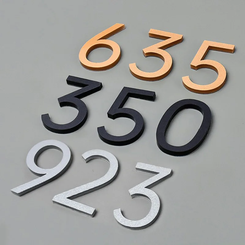 3D Numeral Door Plaque Self Adhesive Modern Door Number For Exterior House Apartment Plaque Mailbox Address Digits Sticker Sign