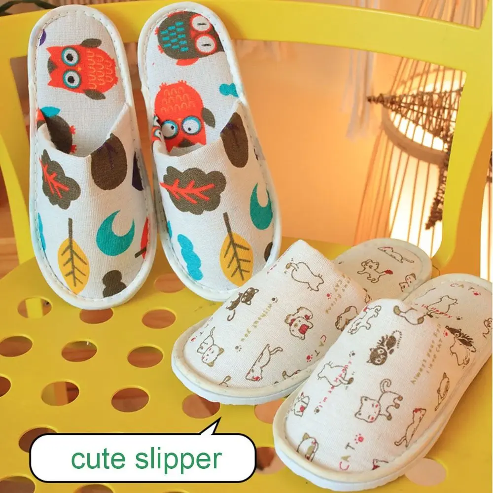 Soft Casual Disposable Slippers Comfortable Cartoon Hotel Slippers Flat Shoes Non-Slip Children's Slippers Guest