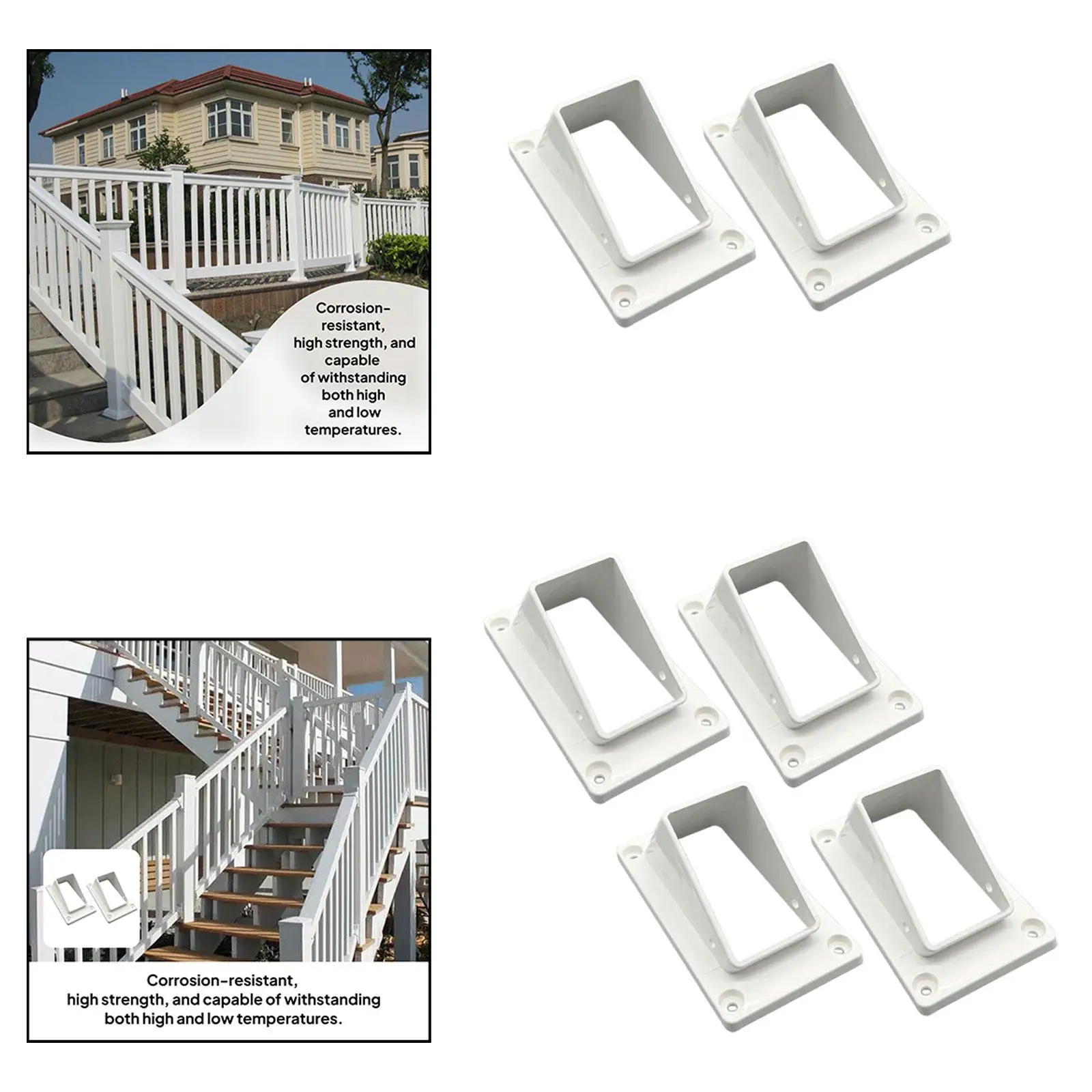 2" x 3 1/2" PVC Stair Railing Bracket Kit with Screws Attachment Replace Parts
