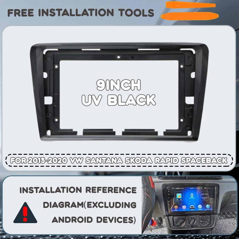 

For 2013-2020 VW Santana SKODA Rapid Spaceback 9 INCH Interior panel Center canbus box Android frame dashboard harness adapter