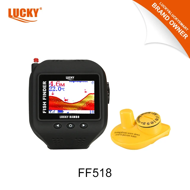 lucky sonar wifi wearable fish finder FF518 1.7inch colored Dot-Matrix Display with Type W wireless sensor