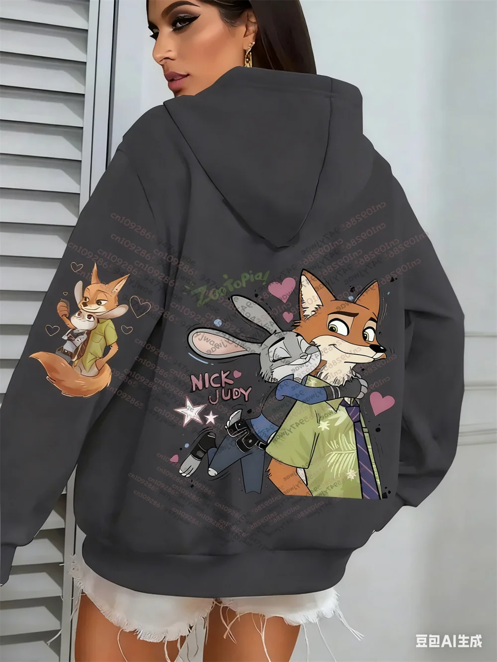 2025-26 الخريف والشتاء ديزني Zootopia2 نيك وجودي احتضان عاشق موضة الاطفال هوديي القطن الرجال النساء زوجين القطن البلوز