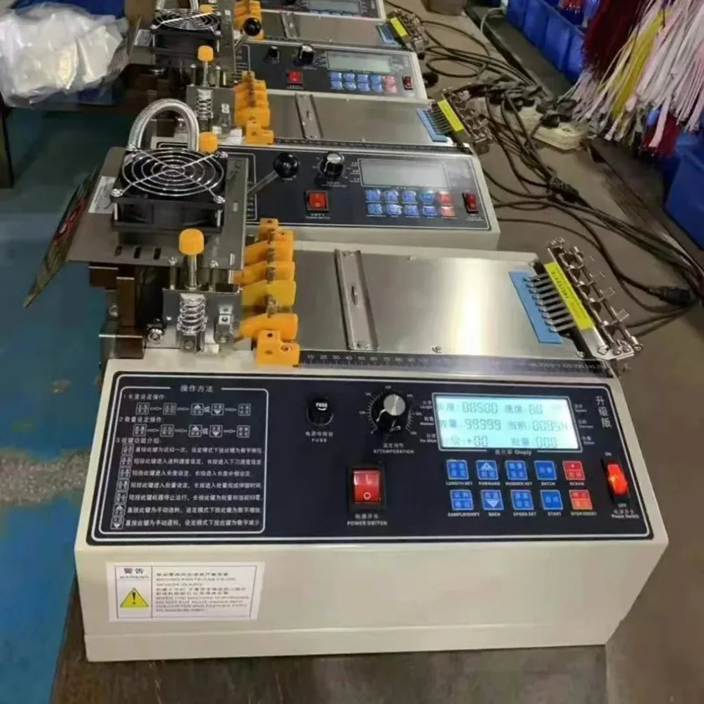 120mm Automatic Hot Cold Webbing Cutting Machine, Computerized Magic Tape Zipper Elastic Belt Cutter for Fabric Ribbon