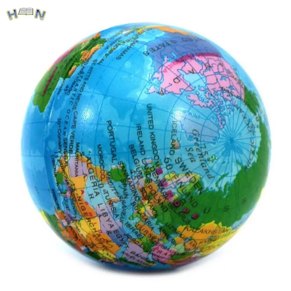 7.5cm 1pcs Cute Kids Geography World Map Anti-Stress Bouncy Ball Phone Straps Stress Slow Rising Jumbo