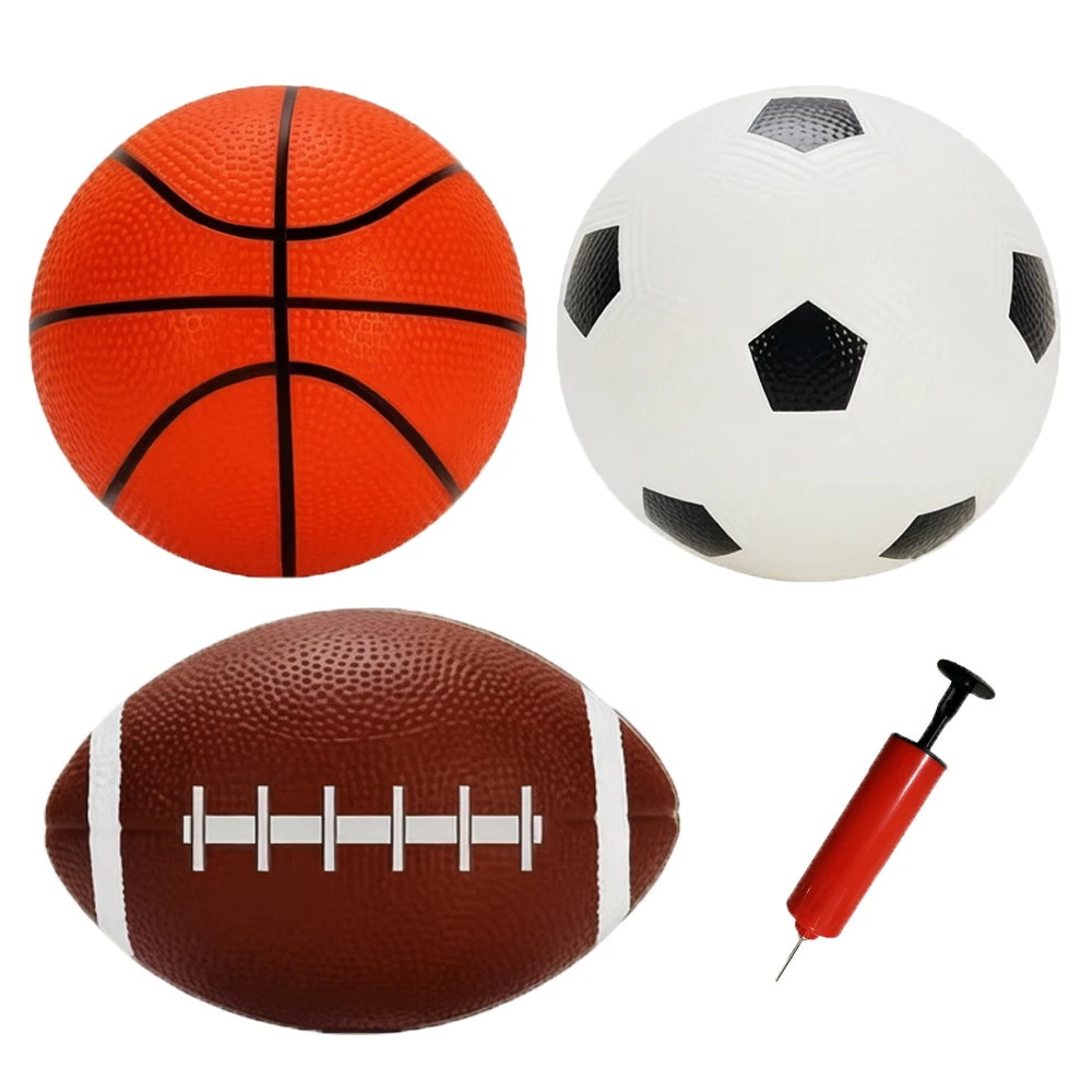 3Pcs Kids Sport Balls Set Mini Inflatable Basketball Football Rugby Toy small Outdoor indoor Soccer for Children kids Training