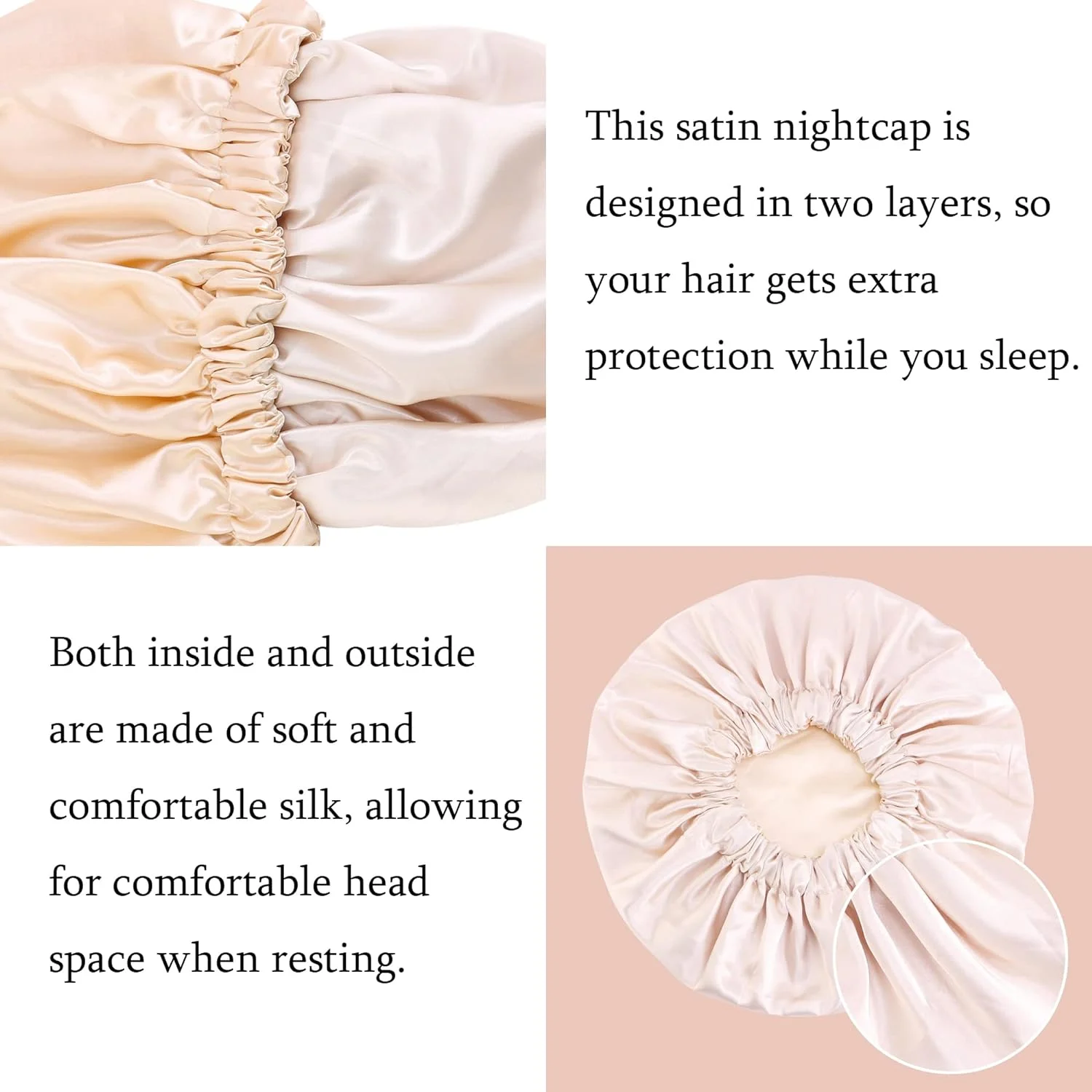 New Solid Women Satin Bonnet Fashion Stain Silky Big Bonnet for Lady Sleep Cap Headwrap Hat Hair Wrap Accessories Wholesale