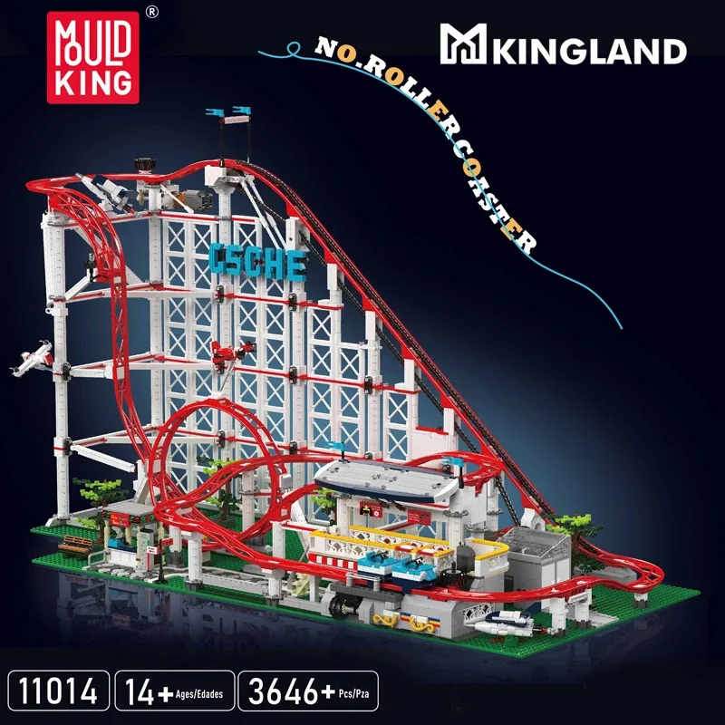 Mould King 11014 The Motorized Rolle Coaster Building Block Assembly Technical Rolle Coaster Brick Toys Kids Christmas Gift