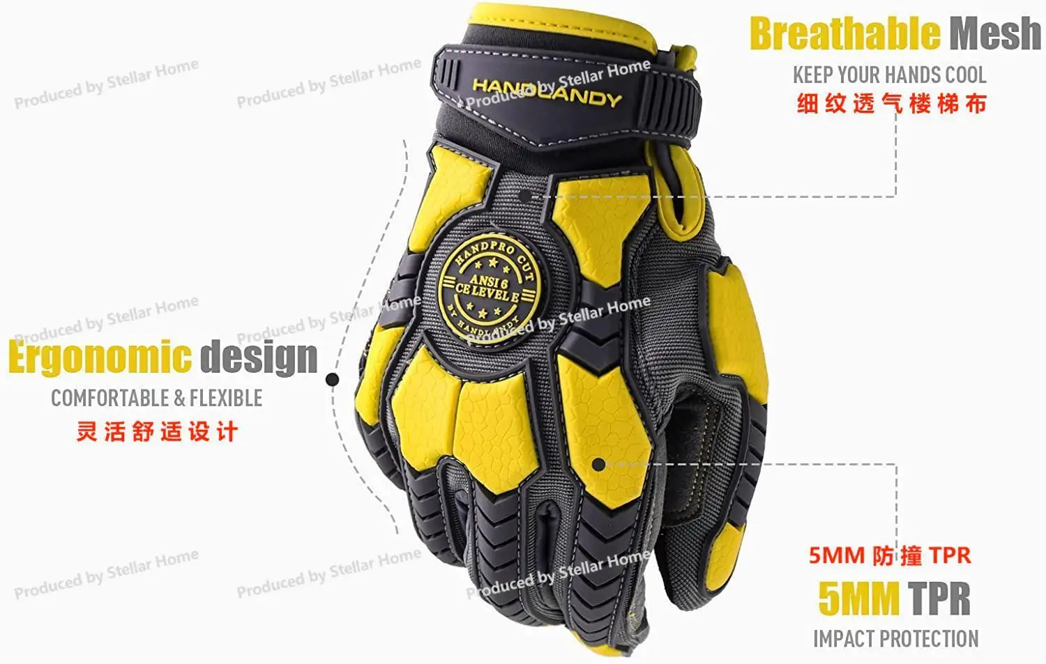 HPPE Steel Wire A6 Anti-cutting Silicone Anti-skid TPR Anti-collision Industrial Oilfield Gloves