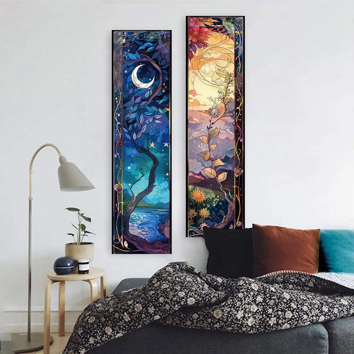 Tapestry Wall Decor Tapestry Custom Landscape Sun Moon Tree Life Floral Starry Night Home Decor Wall Art Decoration