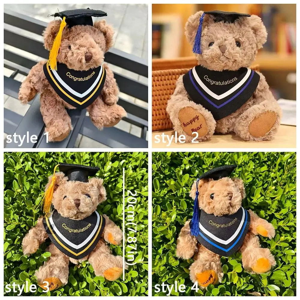 Temporada de formatura comemorativa urso brinquedo de pelúcia bonito 20cm médico urso boneca macio recheado doctoral boné urso animal boneca crianças presente