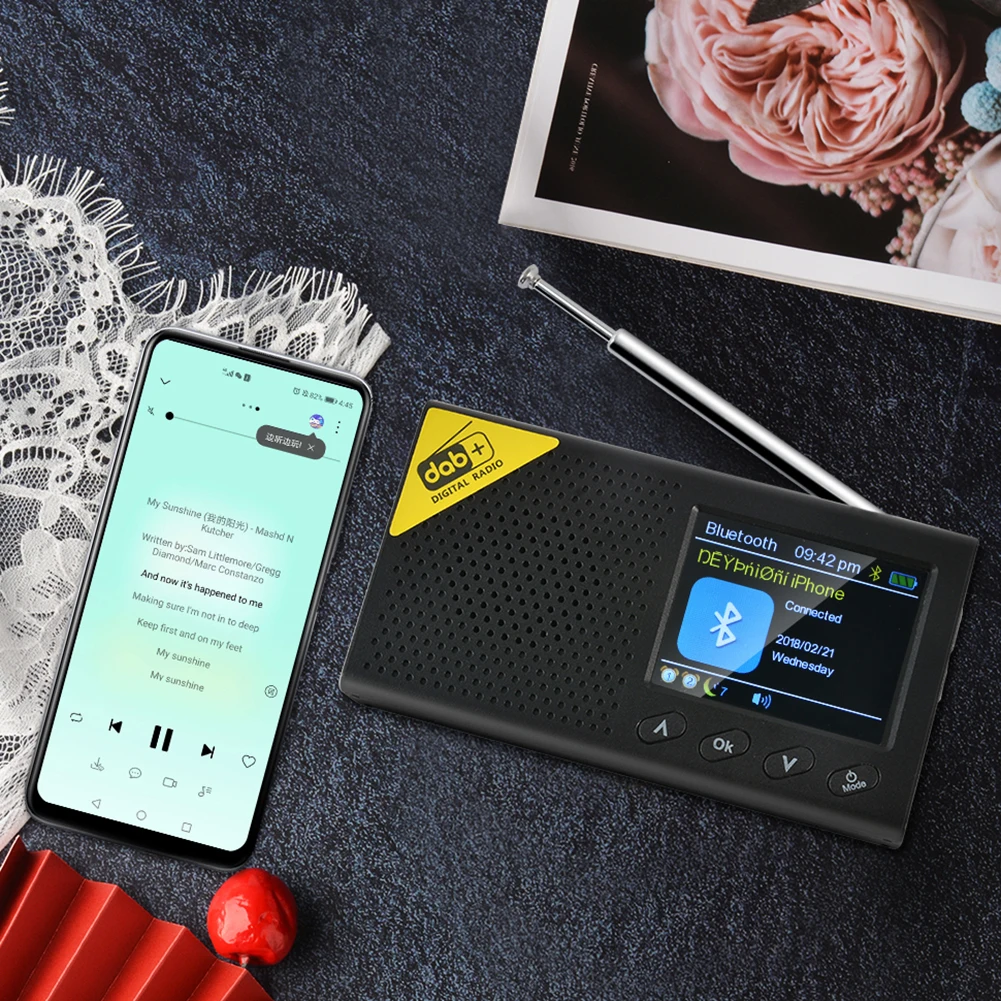 Tragbare Digital Radio Bluetooth 5,0 DAB/FM Empfänger Rundfunk Player Wiederaufladbare Leichte Home büro Radio