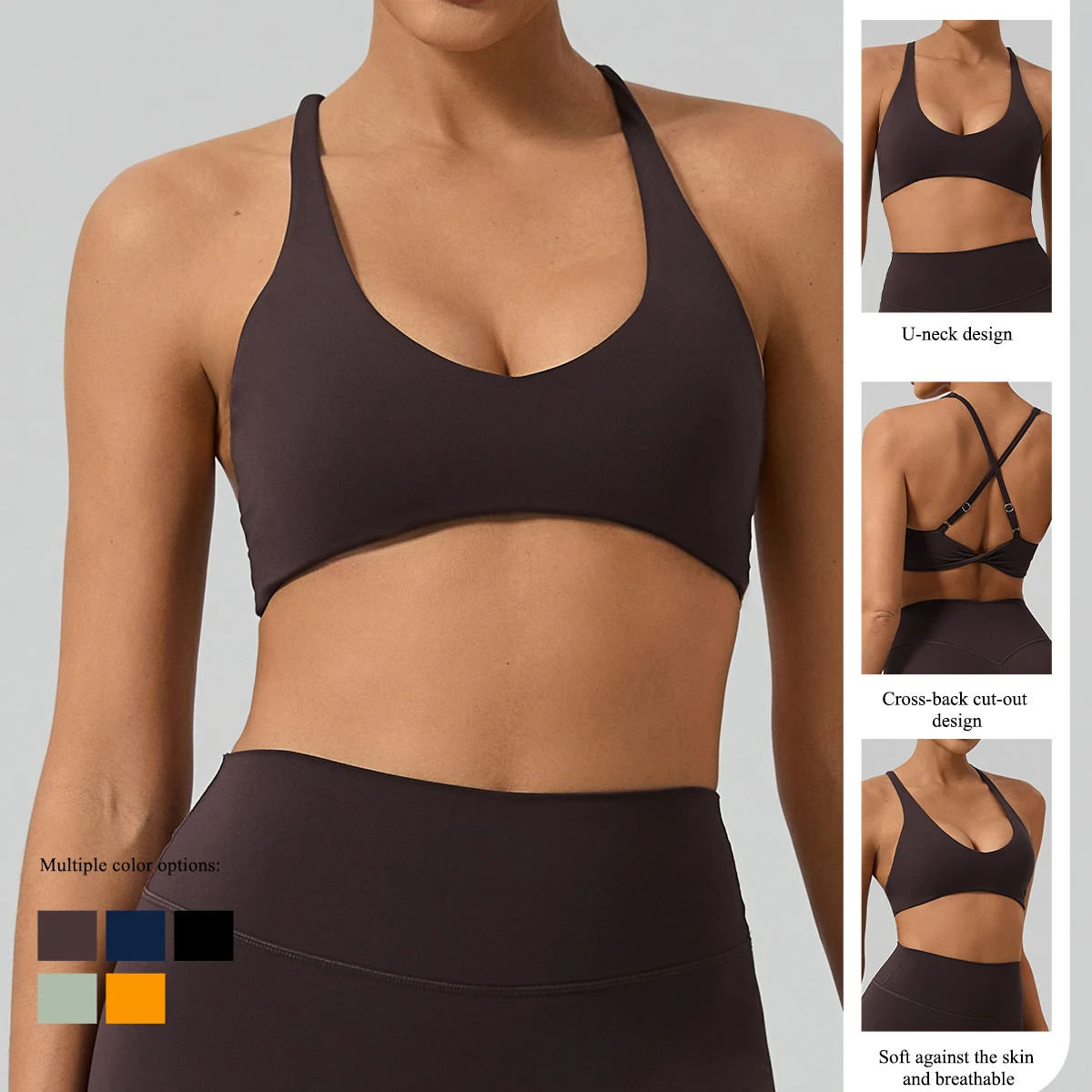 Hearuisavy Sports Bra Gym Women Yoga Bra Crisscross Back Tight Running Pilates Fitness Bralette Quick Dry Breathable Workout Top