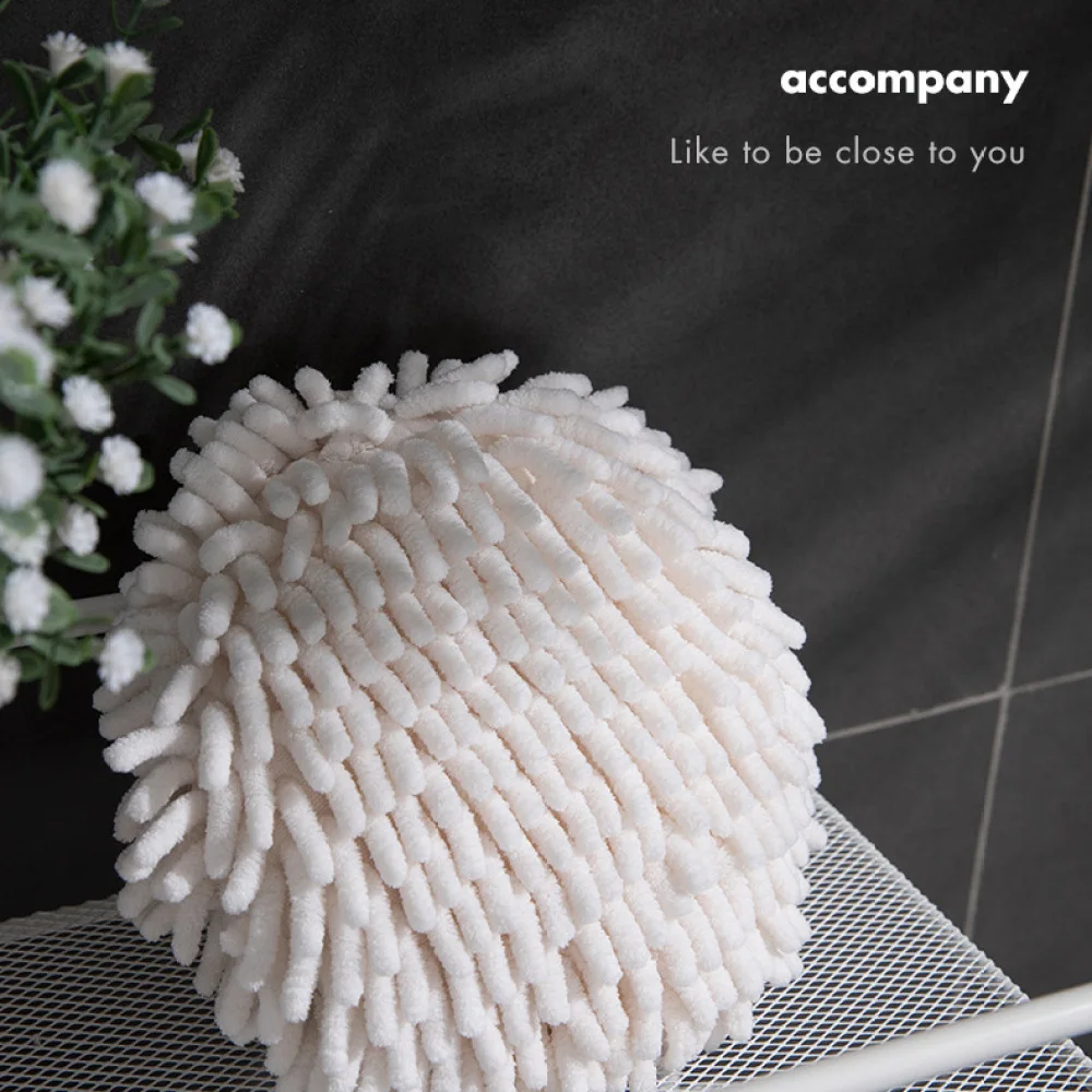 Cute Hanging Chenille Hand Towel Ball Soft Absorbent Quick Dry Cleaning Cloth For Kitchen Bathroom Household Essentials