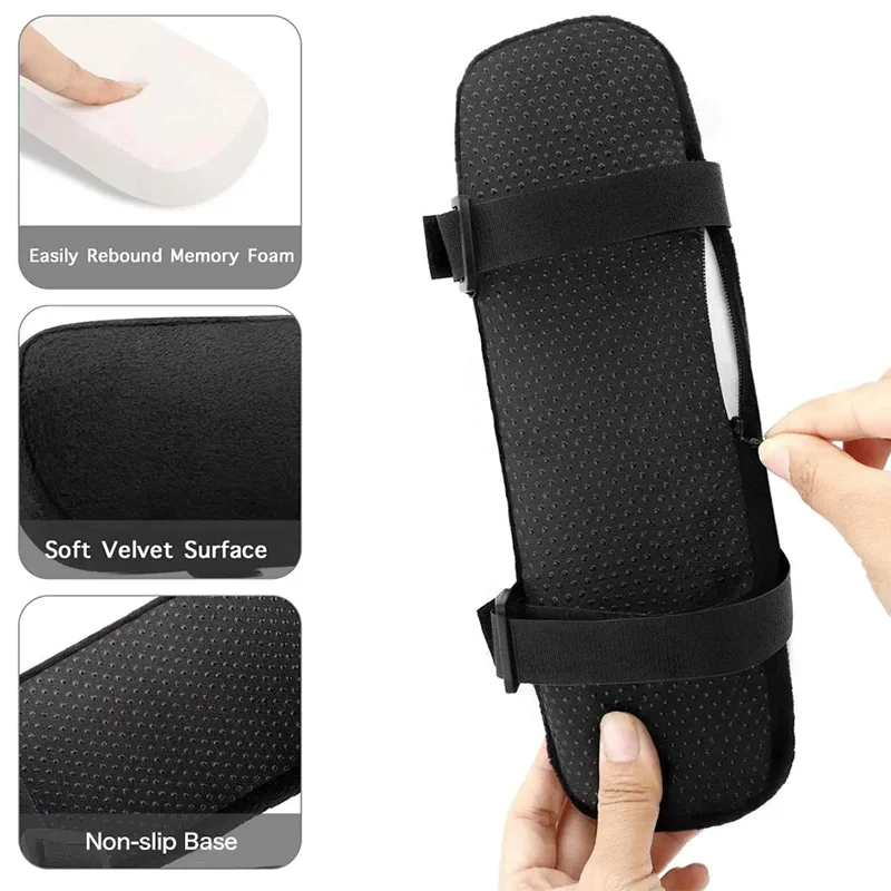 Memory Foam Armrest Pads for Office Chair Elbow Support Cushion for Arm Pressure Relief, Universal Fit Covers for Desk Chairs view 3