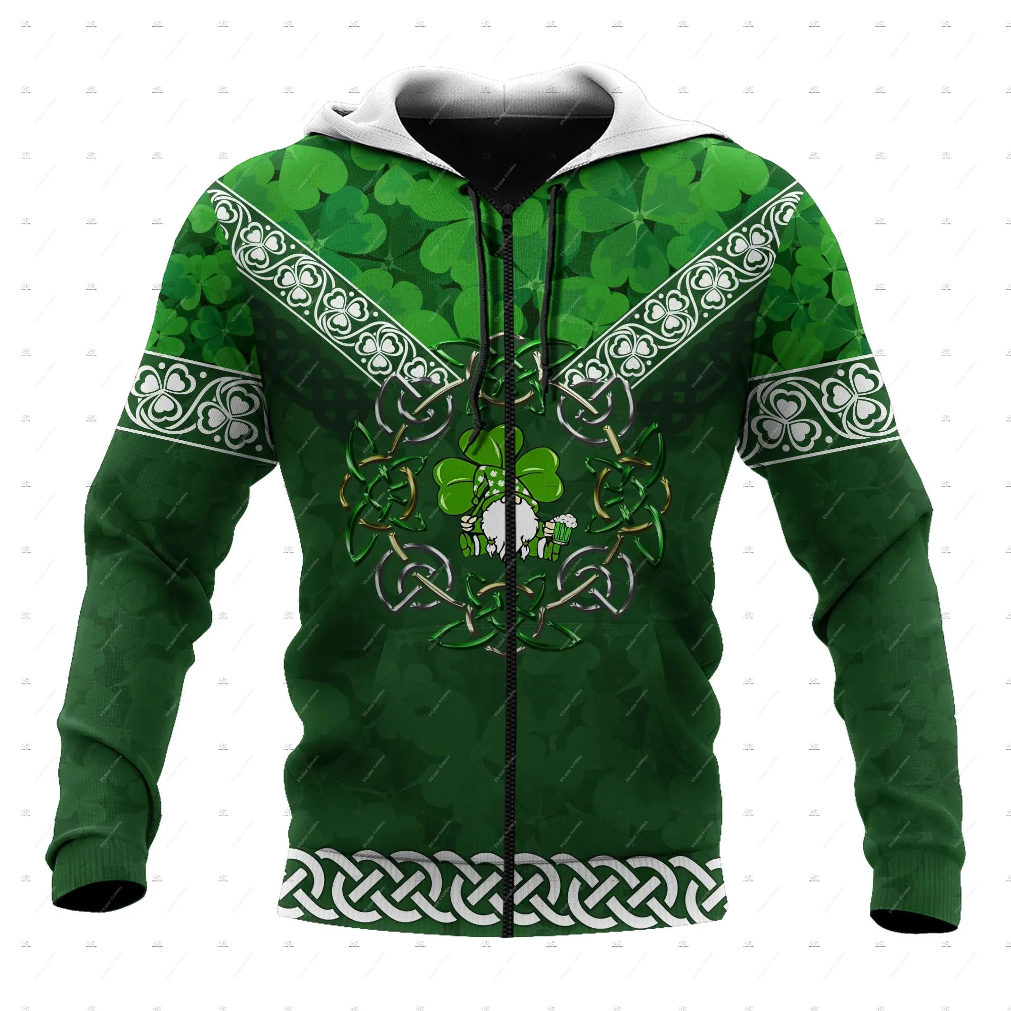 Custom Name Irish Ireland Country Flag St.Patrick Tattoo Vintage Retro Unisex 3DPrint Harajuku Pullover Casual Jacket Hoodies 38