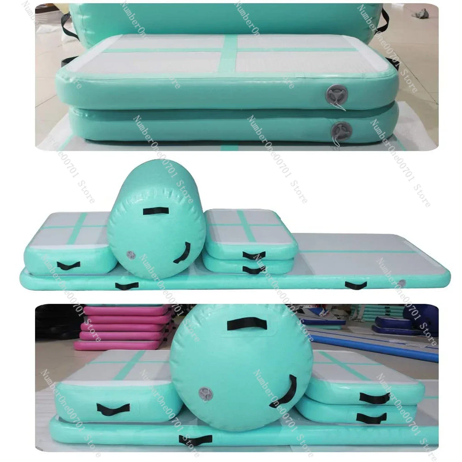 10ft Inflatable Thick Gymnastics Tumbling Mat Set For Training Include Air Floor & Air block & Air Barrel Roller
