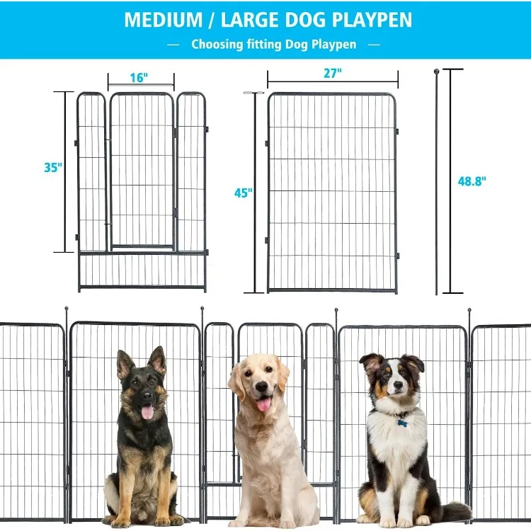 Dog Playpen,32/40/45 Inch Height in Heavy Duty, Folding Indoor Outdoor Anti-Rust Dog Exercise Fence, Portable Pet Playpen